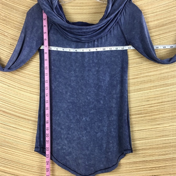Free People Blue Cosmo Tie Dye Cowl Neck Off Shoulder Top Shirt OB546687. Sz XS - Picture 12 of 12
